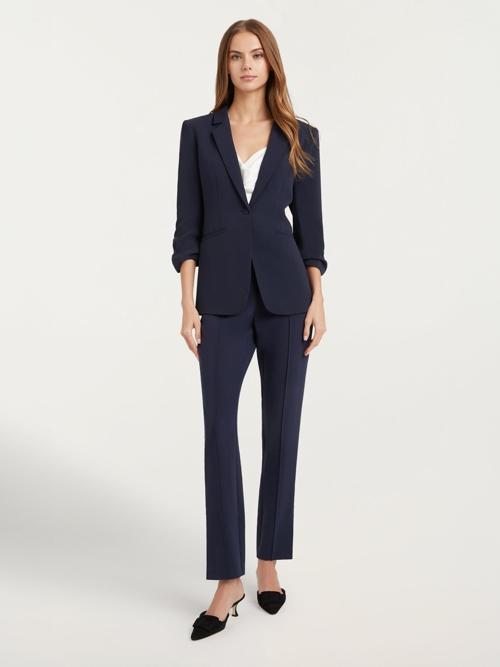 Cinq a Sept Womens Crepe Khloe Blazer Blue Size 4